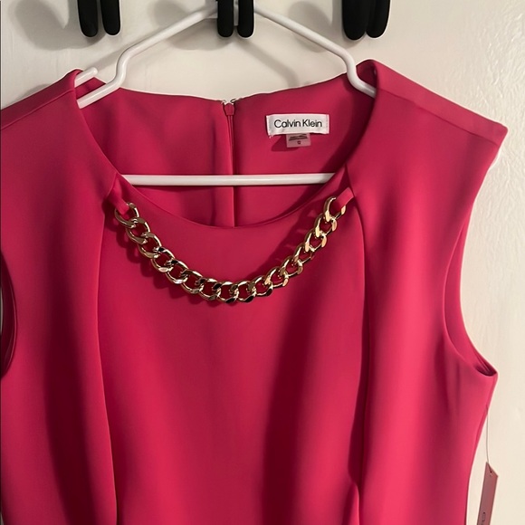 Calvin Klein Fuchsia Mini Dress with Chain Detail - Picture 4 of 5